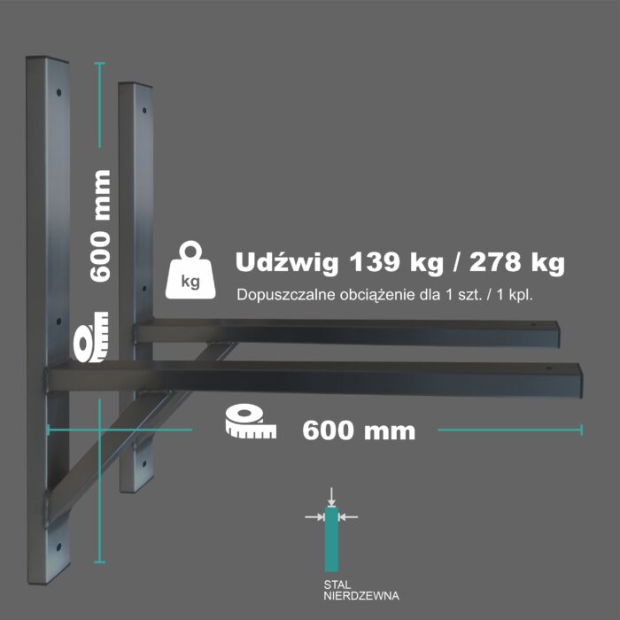 Wspornik spawany podpórka / stal nierdzewna INOX / 60035P INOX