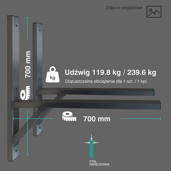 Wspornik spawany podpórka / stal nierdzewna INOX / 70035P INOX