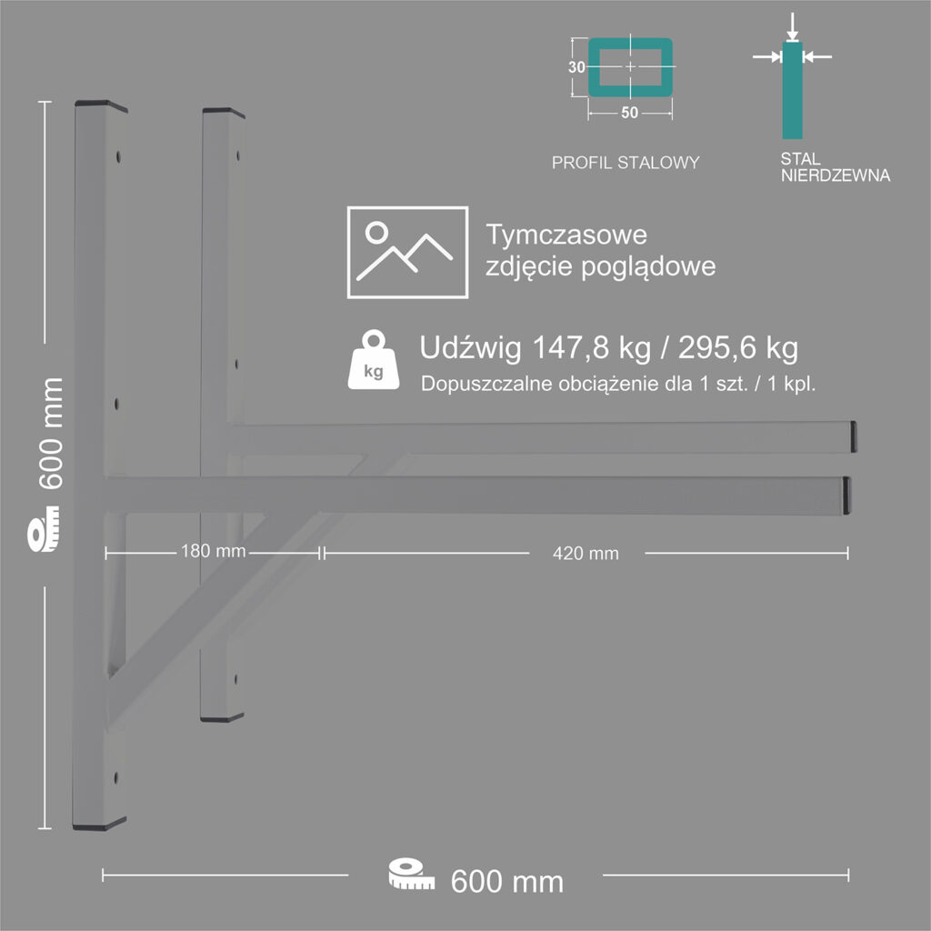 Wspornik spawany podpórka / stal nierdzewna INOX / 60035P INOX