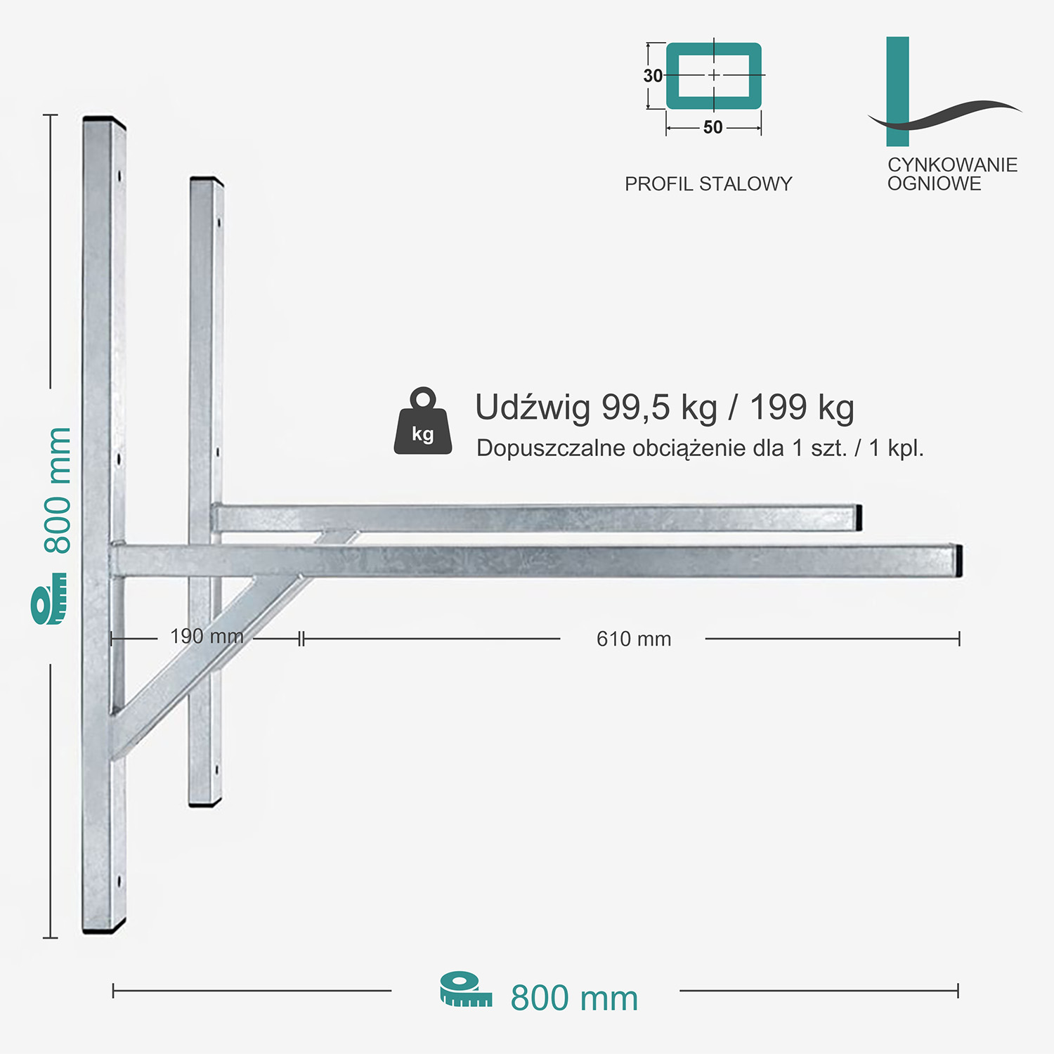 Wspornik spawany podpórka / ocynkowany / 80035PO Light