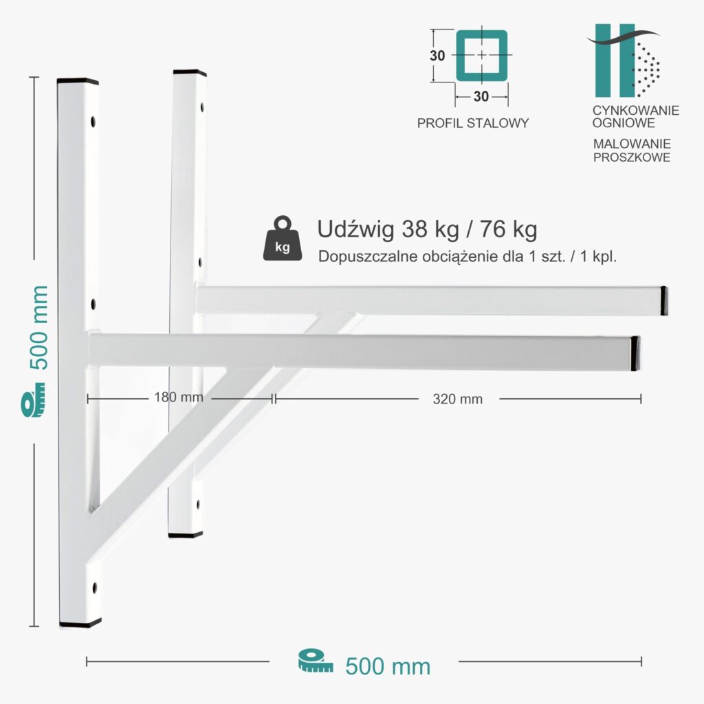 Wspornik spawany podpórka / ocynkowany i malowany / 50033POM