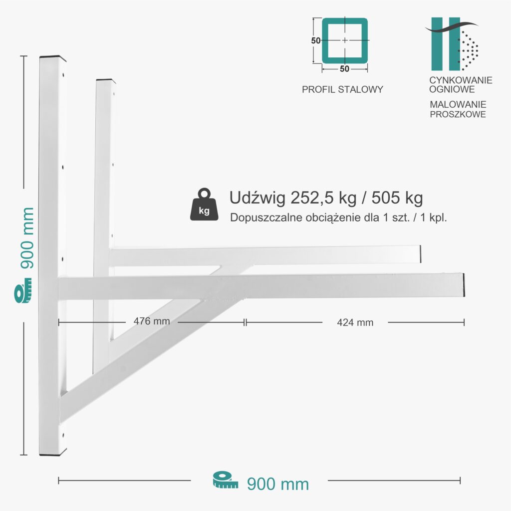 Wspornik spawany podpórka / ocynkowany i malowany / 90055POM