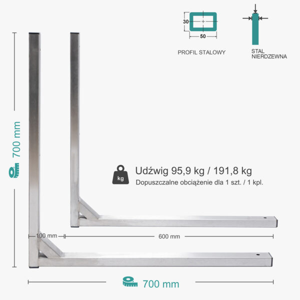 Wspornik spawany elka / stal nierdzewna INOX / 70035L INOX